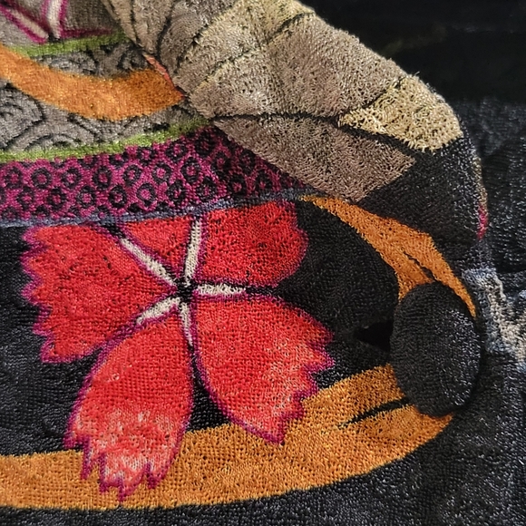 Draper's & Damon's Floral Mandarin Duster Coat Size XL Textured Long Sleeve - Picture 10 of 12